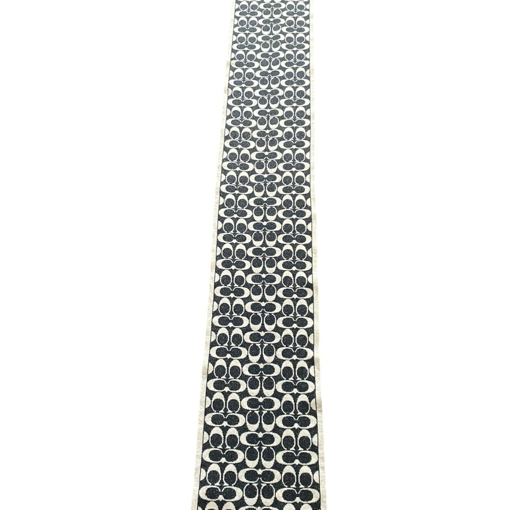Coach Signature Black and Cream Wool blend scarf